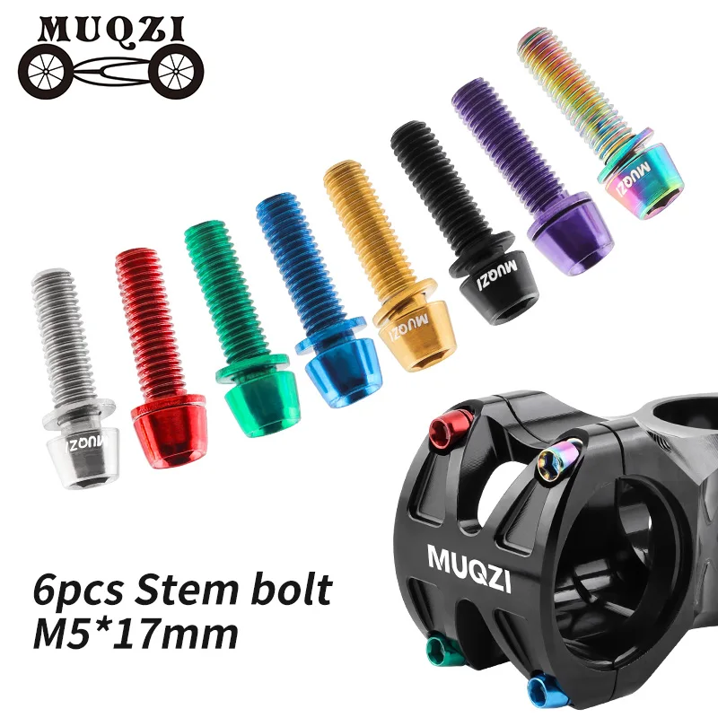 Handlebar Riser Stem - Muqzi สลักเกลียว6ชิ้น M5x17mm สกรูด้ามมือจับจักรยานกับเครื่องซักผ้า MTB ก้านจักรยานถนน
