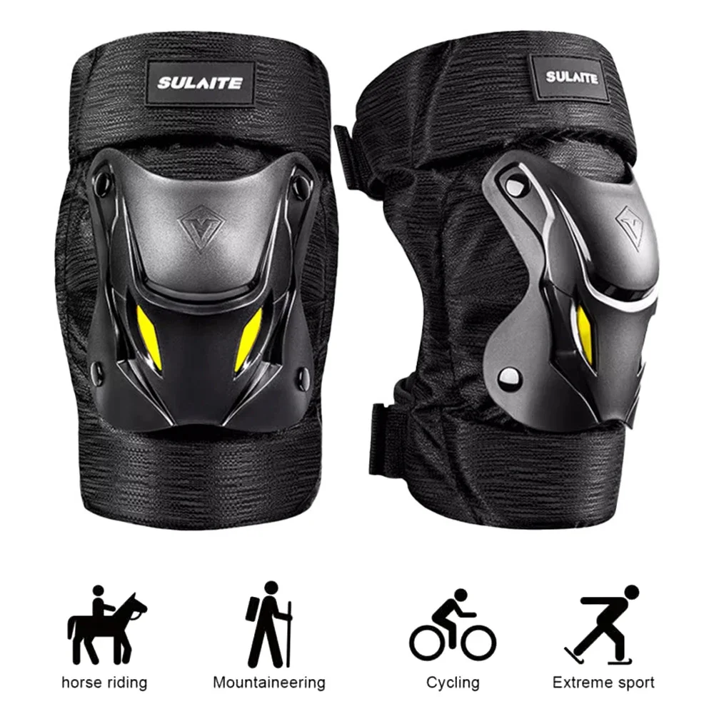 Mountain Biking Knee And Elbow Pads - ชุดป้องกันเข่าและข้อศอกสำหรับรถจักรยานยนต์ไฟฟ้า 1 คู่ สำหรับการแข่งขันมอเตอร์ครอส สีดำ สำหรับการปั่นจักรยานเสือภูเขาและการแข่งขัน