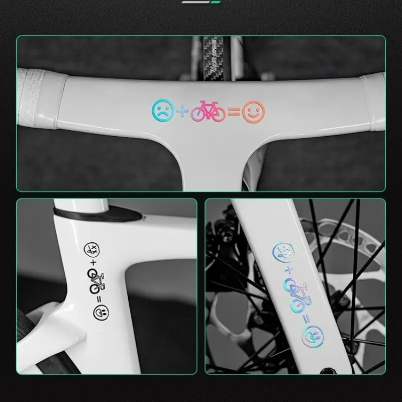 Mountain Biking Helmet - สติกเกอร์ติดจักรยานลายหน้ายิ้ม 4 ชิ้น สำหรับตกแต่งหมวกจักรยานเสือภูเขา จักรยานถนน รถยนต์