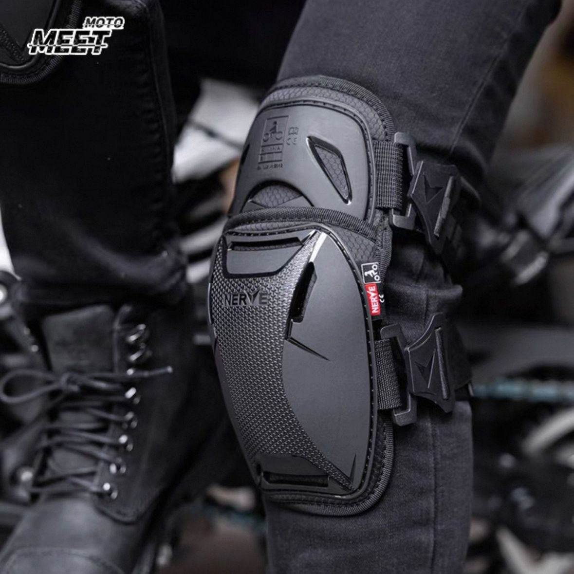Mountain Biking Knee And Elbow Pads - แผ่นรองเข่ามอเตอร์ไซค์ NERVE สำหรับมอเตอร์ครอส ป้องกันการกระแทก ระดับ CE2